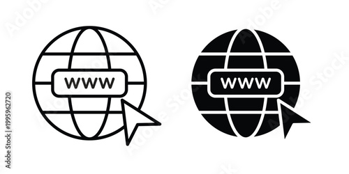 Website icon design. Editable silhouette and Thin Stroke outlined icons pack