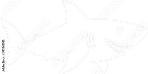 Great White Shark Vector Illustration with Open Mouth and Sharp Teeth for Ocean, Marine, Wildlife, and Adventure Theme Designs