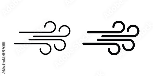 Windy icon design. Editable silhouette and Thin Stroke outlined icons pack