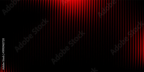 Vivid glass gradient in shades of Red and Black with abstract waves and ribbing, glowing on a contrasting black background. A neon glow effect adds dynamism and visual impact to the design.