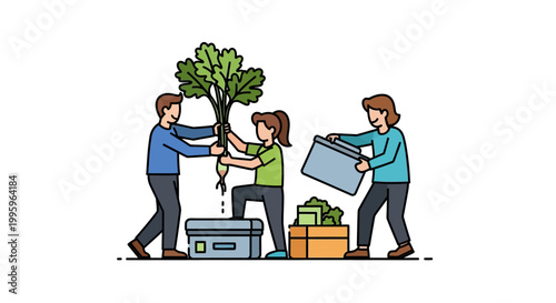 Teamwork Harvesting Fresh Produce from the Garden for Community.