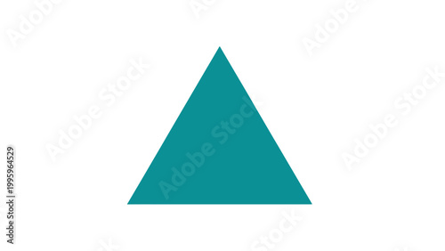 Minimalist teal equilateral triangle isolated on white background