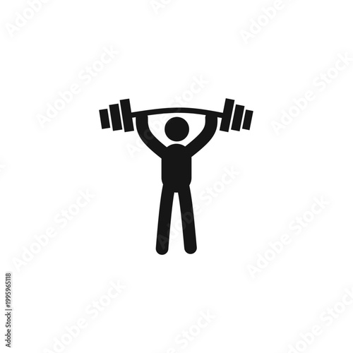 Weightlifter icon. Flat silhouette vector