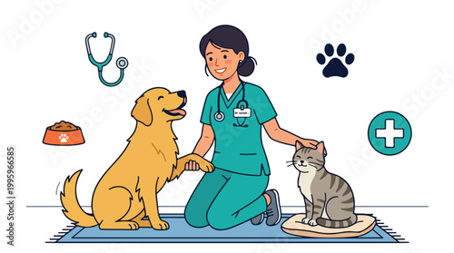 Veterinarian with dog and cat 5.