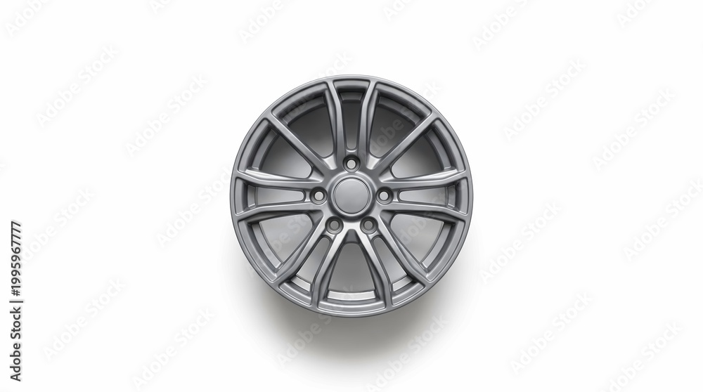 Obraz premium Modern Alloy Wheel Rim with Intricate Spoke Design on White Background