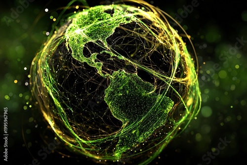 Energy Lines Intertwine to Create a Vibrant, Glowing Planet Amidst the Cosmos Generative AI