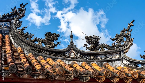 Asian temple roof architecture detail.