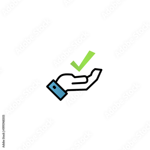 Hand with check mark icon