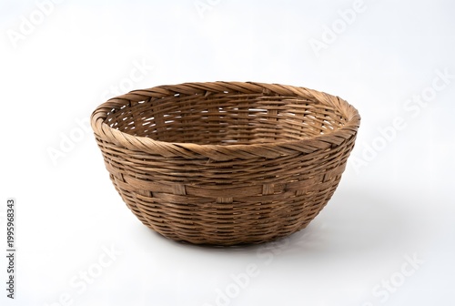 Woven Bamboo Basket for Qurban Distribution Isolated on White