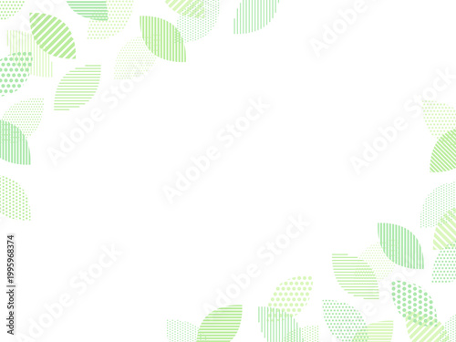 緑のドットとストライプ柄の葉っぱの斜めフレーム