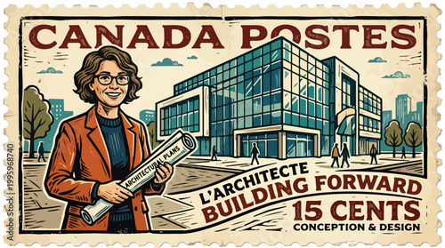 Woman Holding Blueprints Architecture.