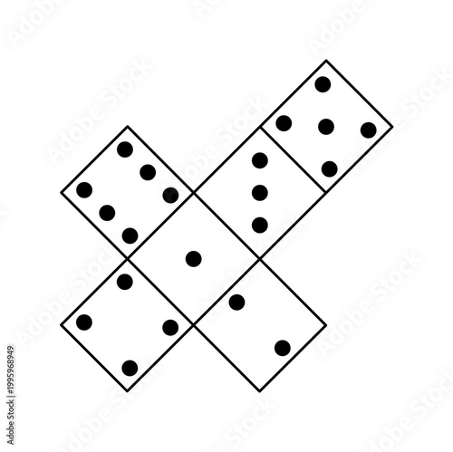 Printable Dice Net Template 6 Sided Cube Educational Cut and Fold Paper Craft