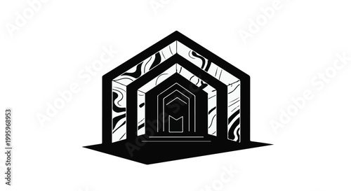Abstract architectural doorway with swirling patterns, symbolizing mystery and possibility.