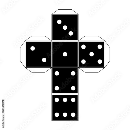 Printable Dice Net Template 6 Sided Cube Educational Cut and Fold Paper Craft