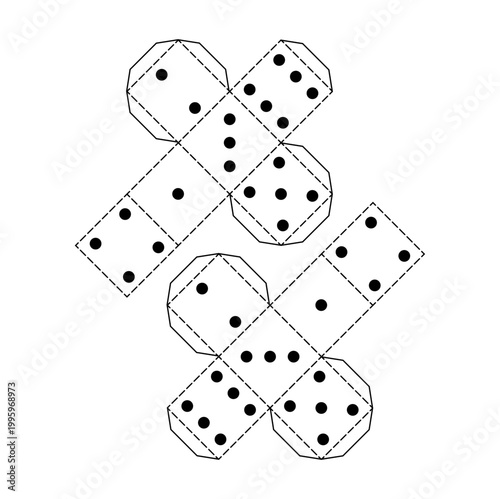 Printable Dice Net Template 6 Sided Cube Educational Cut and Fold Paper Craft