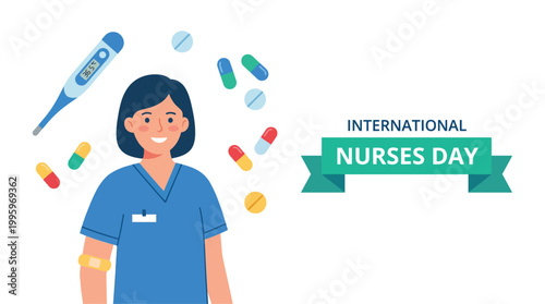 Female nurse character with stethoscope illustration