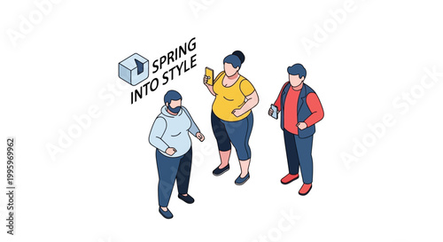 Three diverse individuals in stylish casual attire, embracing spring fashion trends.
