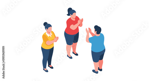 Three diverse people clapping hands in a show of appreciation and support.