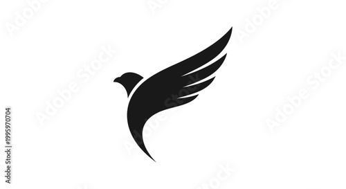 Black bird in flight silhouette logo.