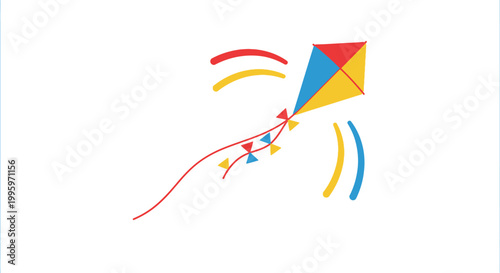 Colorful kite flying in air.