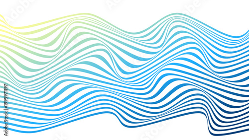 Abstract Gradient Blue Background Smooth Wave with Wavy Lines Pattern Flowing Gradient Effect Design Vector. Modern, Minimalist, and Elegant Visual Suitable for Wallpaper, Banner, Presentation