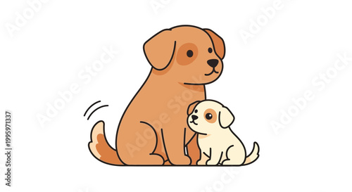 Cute dogs sitting together outside.