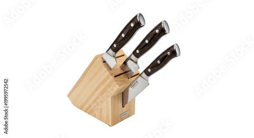 Minimal black silhouette icon, simple flat vector, bold black shape, no, no shading a set of three kitchen knives in a wooden block on a, flat icon style