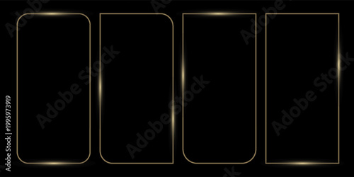 Set of aesthetic golden line frames, text boxes vector elements