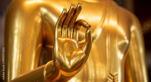Golden Buddha Hand Gesture - A Symbol of Enlightenment.