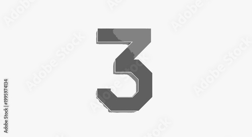 Stylized Number Three Graphic on White Background