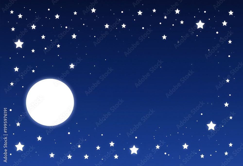 Fototapeta premium Night sky with stars and moon. paper art style