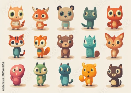 set of funny animals