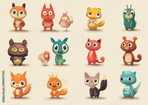 set of funny animals