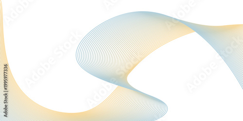 Abstract Elegant Vector Wave of Curved Lines with Gold to Blue Gradient