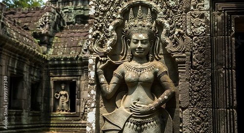 Ancient Temple Statue - A Detailed View of Art and History.