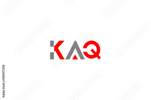 KAQ Logo Design: Modern Red and Grey Geometric Monogram for Corporate Identity and Brand Typography