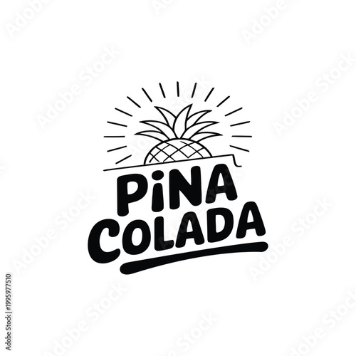 Piña Colada logo designs with pineapple and sunburst on various colored backgrounds