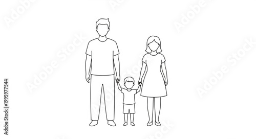 Stylized illustration of a family unit with parents and child.