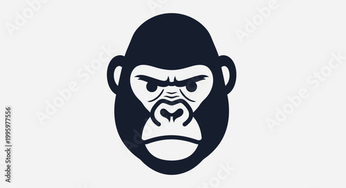 Angry Gorilla Face Close Up Portrait.