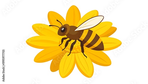 Bee on a Yellow Flower Pollen.