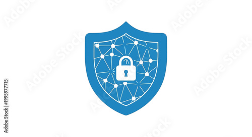 Blue shield with white lock symbol.