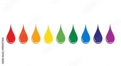 Colorful droplets in a row.