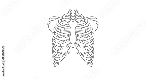 Detailed Human Ribcage Anatomical Illustration.