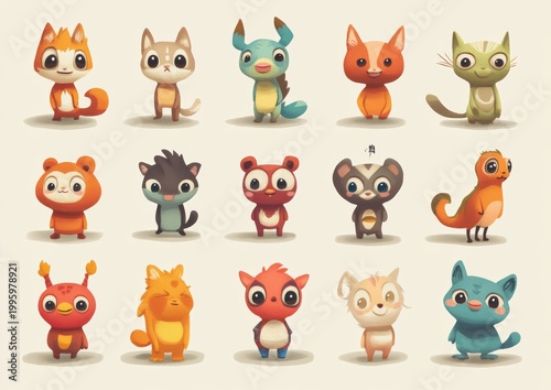 set of funny animals