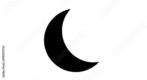 Crescent moon shape on a black and white background.