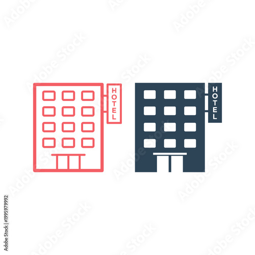 Hotel icons set simple flat pictogram for business, marketing, internet concept. Trendy modern vector symbol for web site design or mobile app.