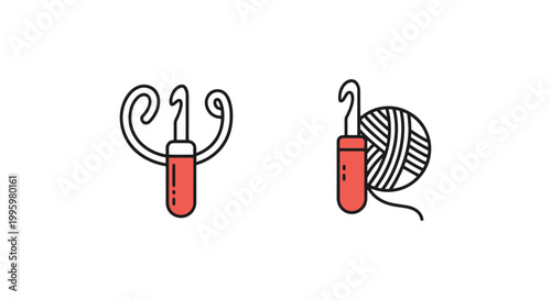 Crochet Hook With Yarn Line modern colorful abstract vector
