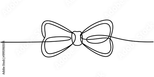 Illustration of minimalist stylish one line drawing of a bow tie.