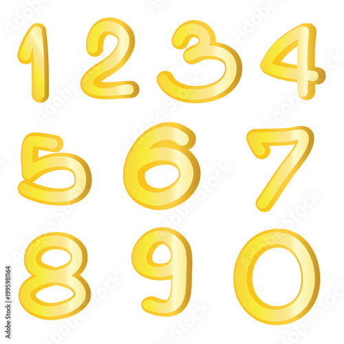 A set of golden numbers from zero to nine
