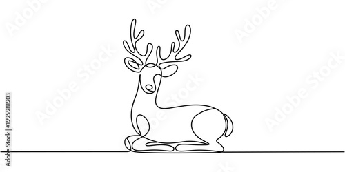 Deer line art icon. Deer continuous line drawing. Deer one line draw graphic vector. Vector illustration Editable stroke. one line Icon drawing